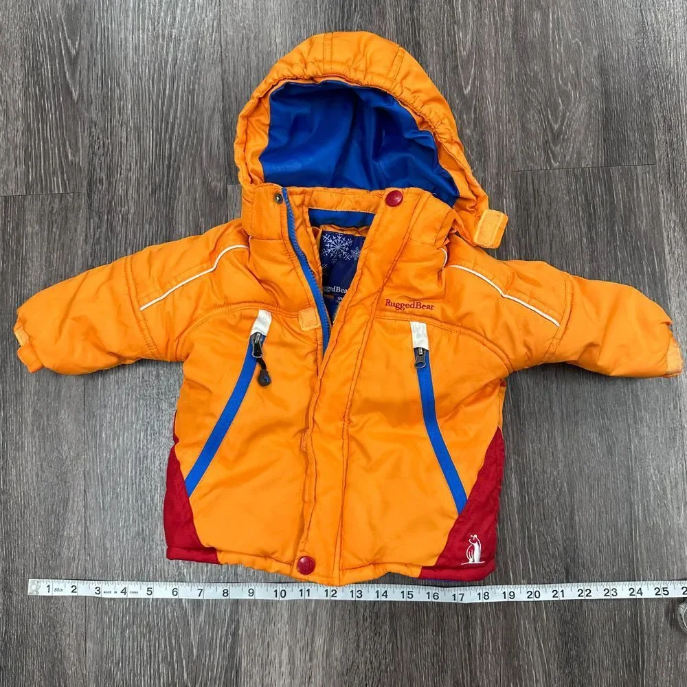 Rugged Bear Orange,Red,Blue Baby Infant Unisex Puffer Warm Coat Jacket Hood‎ 12M